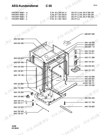 Взрыв-схема посудомоечной машины Aeg FAV8080I-B  ML - Схема узла Housing 001